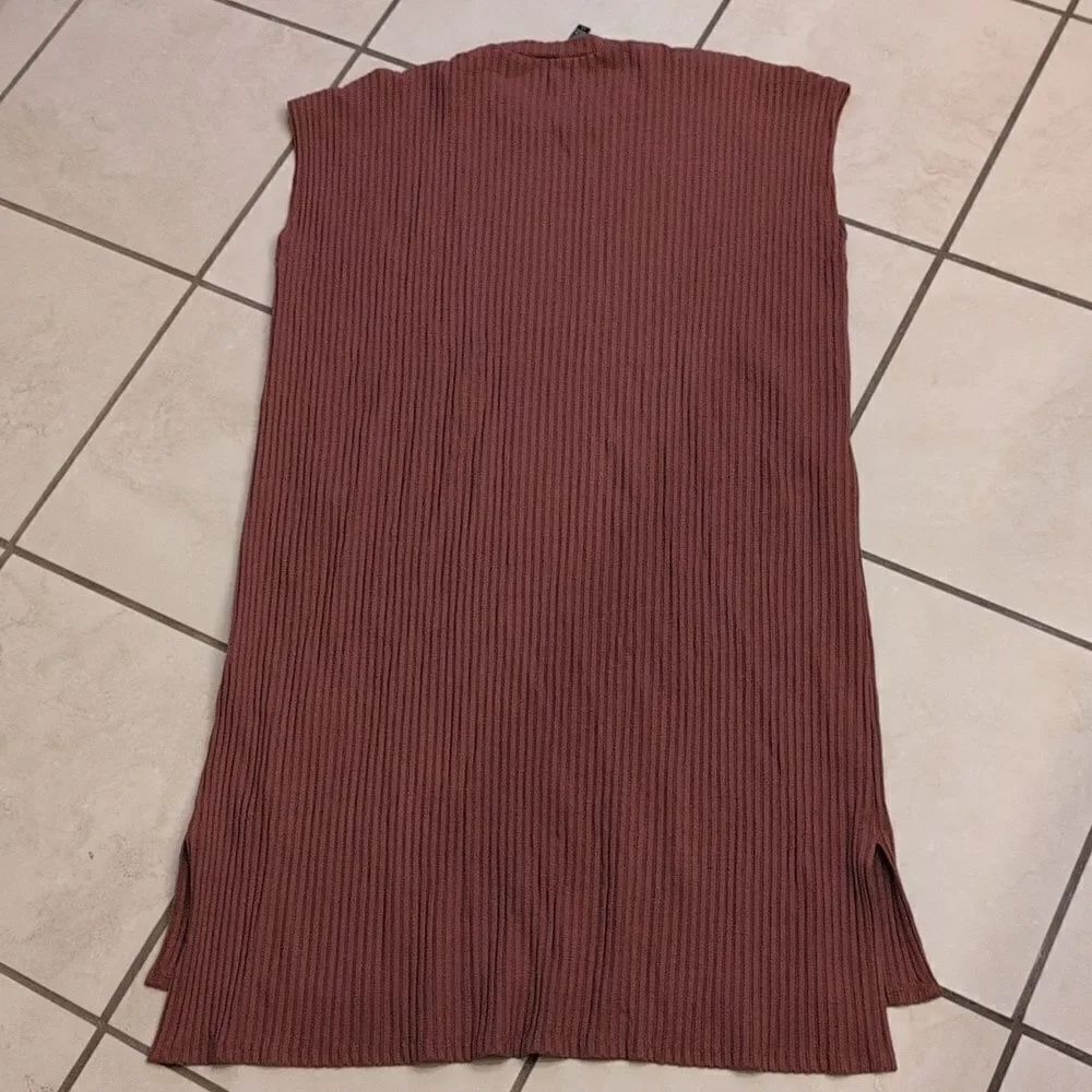 Eileen Fisher Ribbed Crew Neck Dress Terra Cotta size L - Picture 9 of 12
